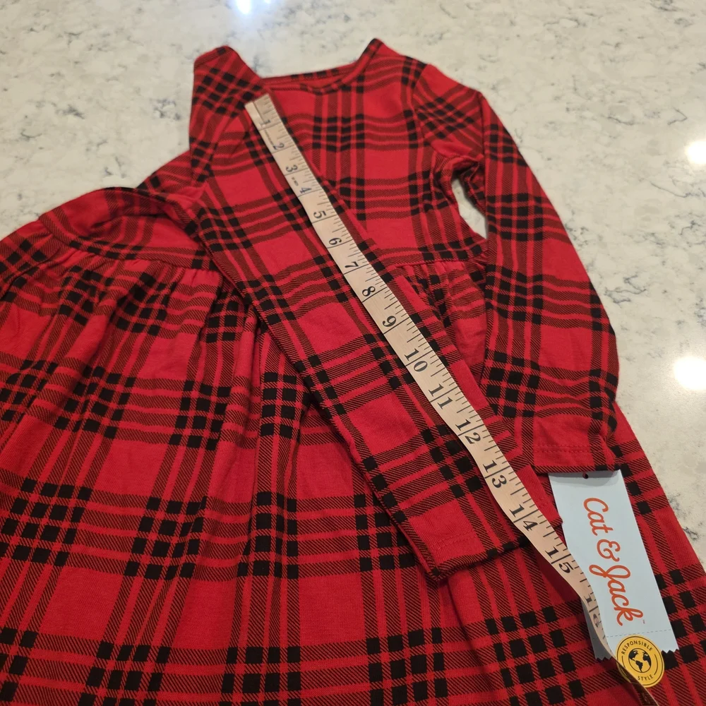 Cat & Jack Buffalo Plaid Long Sleeve Dress Size 4T NWT!